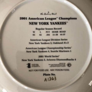 Danbury Mint 2001 American League Champions NewYork Yankees Collector Plate