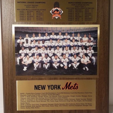 NY Mets 1986 World Series Championship Plaque