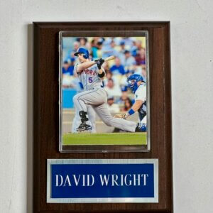 David Wright Mets commemorative plaque featuring a 4x6 action photo of Wright swinging in uniform.