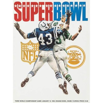 1969 NFL Super Bowl 3 Program New York Jets vs Baltimore Colts