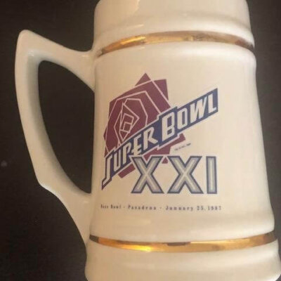 Super Bowl 21 XXI 1987 CERAMIC Beer Mug