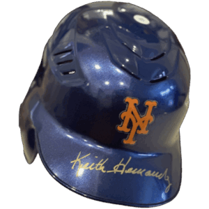 New York Mets helmet signed by Keith Hernandez with Steiner COA displayed on white surface.