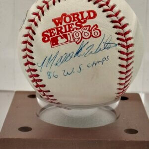Mookie Wilson Autographed 1986 World Series Baseball w/ 86 WS Champs