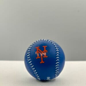 Blue New York Mets baseball featuring the classic orange NY logo