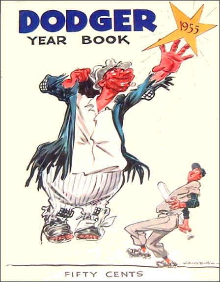 1955 Brooklyn Dodgers yearbook featuring classic Ebbets Field cover design from the team’s championship season