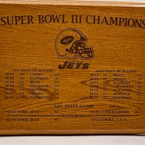 New York Jets 1968 Super Bowl III Champions Plaque