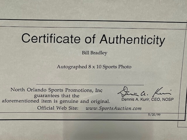 Bill Bradley Signed Photo New York Knicks