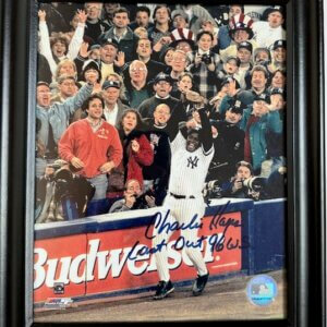 Charlie Hayes catching the final out of the 1996 World Series, signed and MLB‑authenticated.