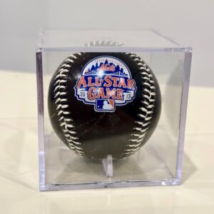 Black 2013 MLB All‑Star Game baseball featuring metallic event graphics from the midsummer classic at Citi Field.