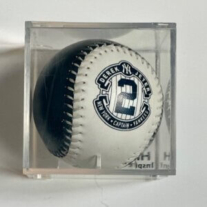 Derek Jeter No. 2 Captain Yankees logo Rawlings baseball showing commemorative emblem