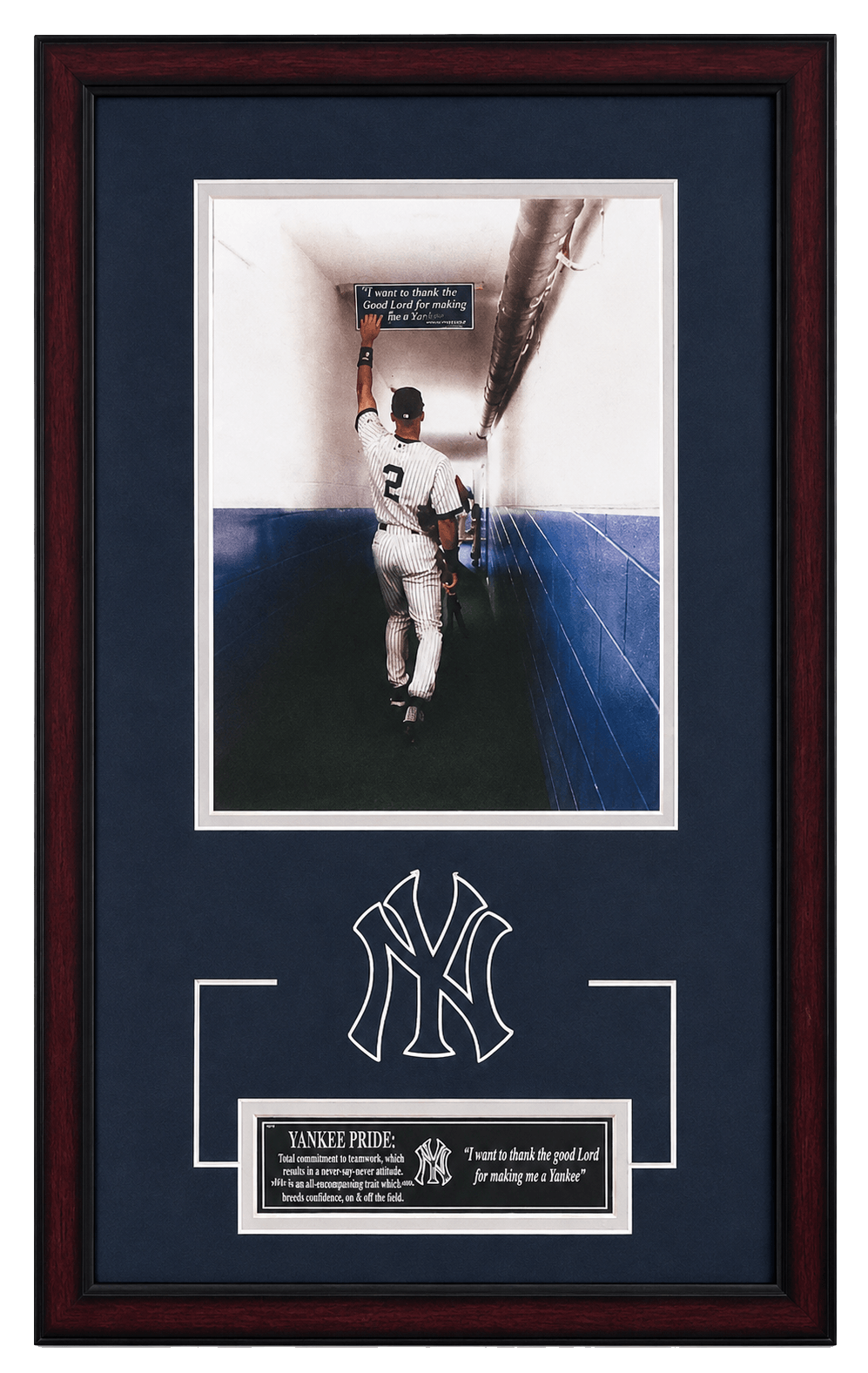 Framed 13x21 Derek Jeter Yankee Pride corridor photograph for Yankees collectors