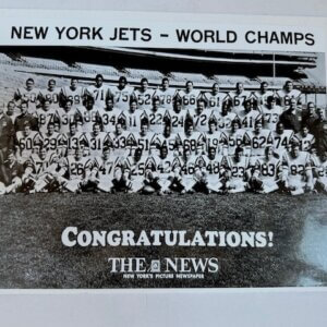 New York Jets 1968 World Champions Super Bowl III victory photo from the New York Daily News”
