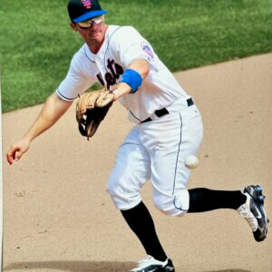 David Wright New York Mets photo showing the captain fielding a grounder at third base
