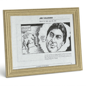 Bill Gallo illustration honoring Jimmy V with inspirational tribute artwork