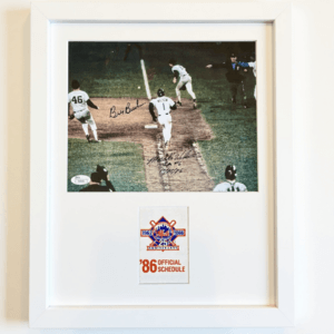 Dual‑signed Bill Buckner and Mookie Wilson 1986 World Series framed photo