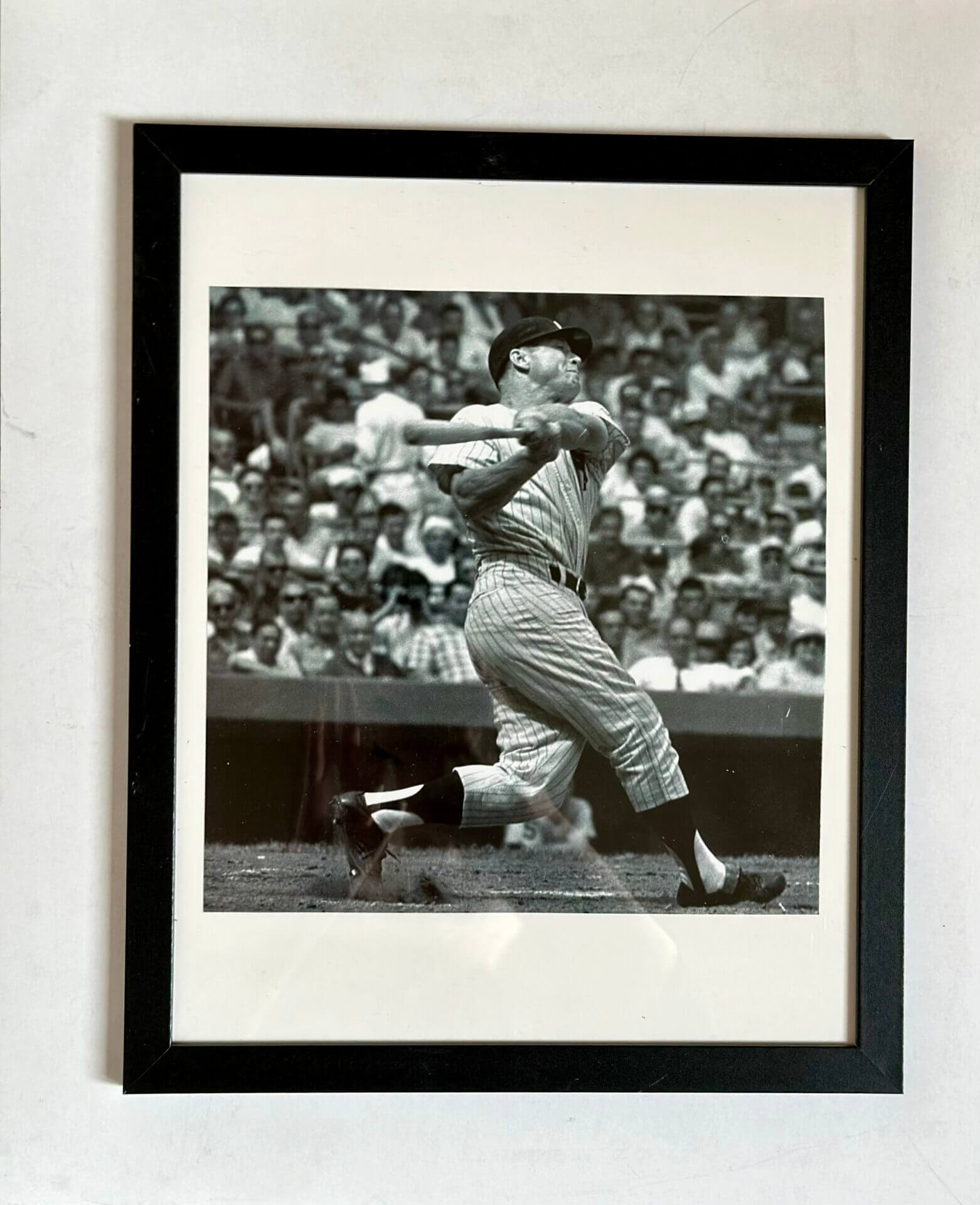 Mickey Mantle framed photo New York Yankees in full swing