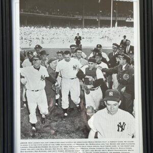 Framed photo of Don Larsen’s perfect game in the 1956 World Series