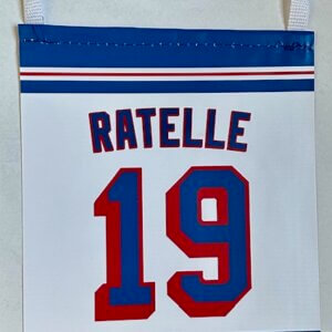Jean Ratelle number 19 retired banner from his Rangers ceremony on February 25, 2018 in MSG rafters style.