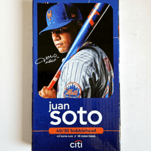Juan Soto 40-30 bobblehead featuring his 43 home runs and 38 stolen bases season.