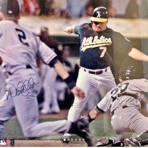 Derek Jeter autographed 16×20 color photo of The Flip play, Steiner certified, signed Yankees collectible