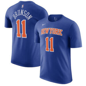 Jalen Brunson New York Knicks Icon Edition Name and Number T‑shirt in blue