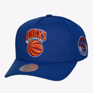 New York Knicks Blue Hardwood Classics Double Clutch Pro Pinch Snapback Hat Mitchell & Ness